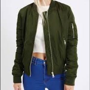 Topshop Bomber Jacket Khaki US 4